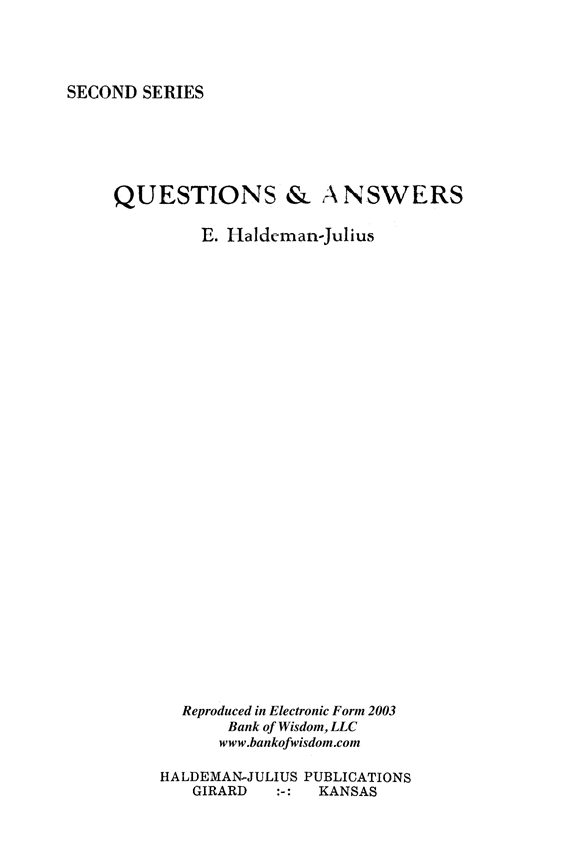 (image for) Questions And Answers, Vol. 2. - Click Image to Close